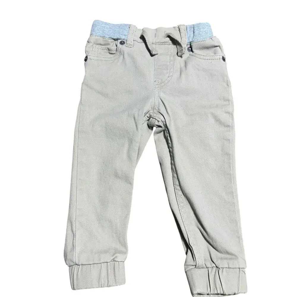 Levis Baby Boys Brushed twill jogger pants khaki color rib knit waistband 18 m